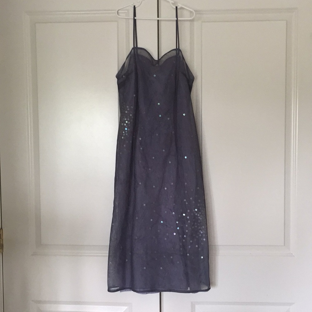 Stunning blue-gray semi formal dress